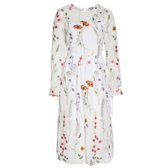 Chelsea28 Sheer Floral Embroidered Midi Dress S - Picture 6 of 11